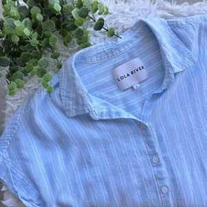 Lola River Light Blue Striped Button-Up Shirt